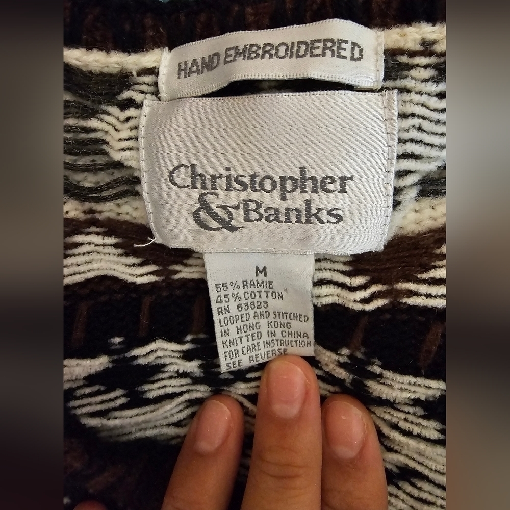 Christopher & Banks Hand Embroidered, Button-Up Sweater - Picture 4 of 5